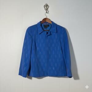 Nina McLemore · Size 8 · Diamond Jacquard Cotton Blazer · Royal Blue